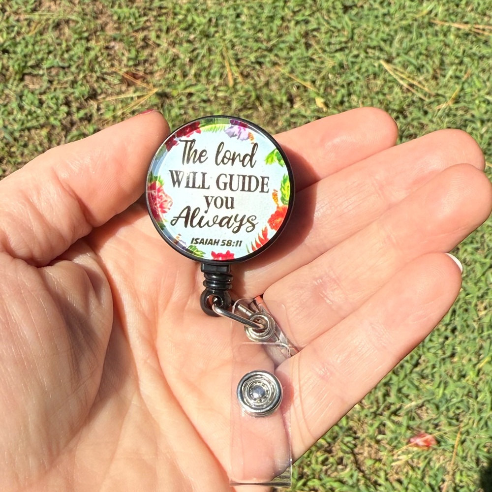 Inspirational Badge Reel with Floral Design